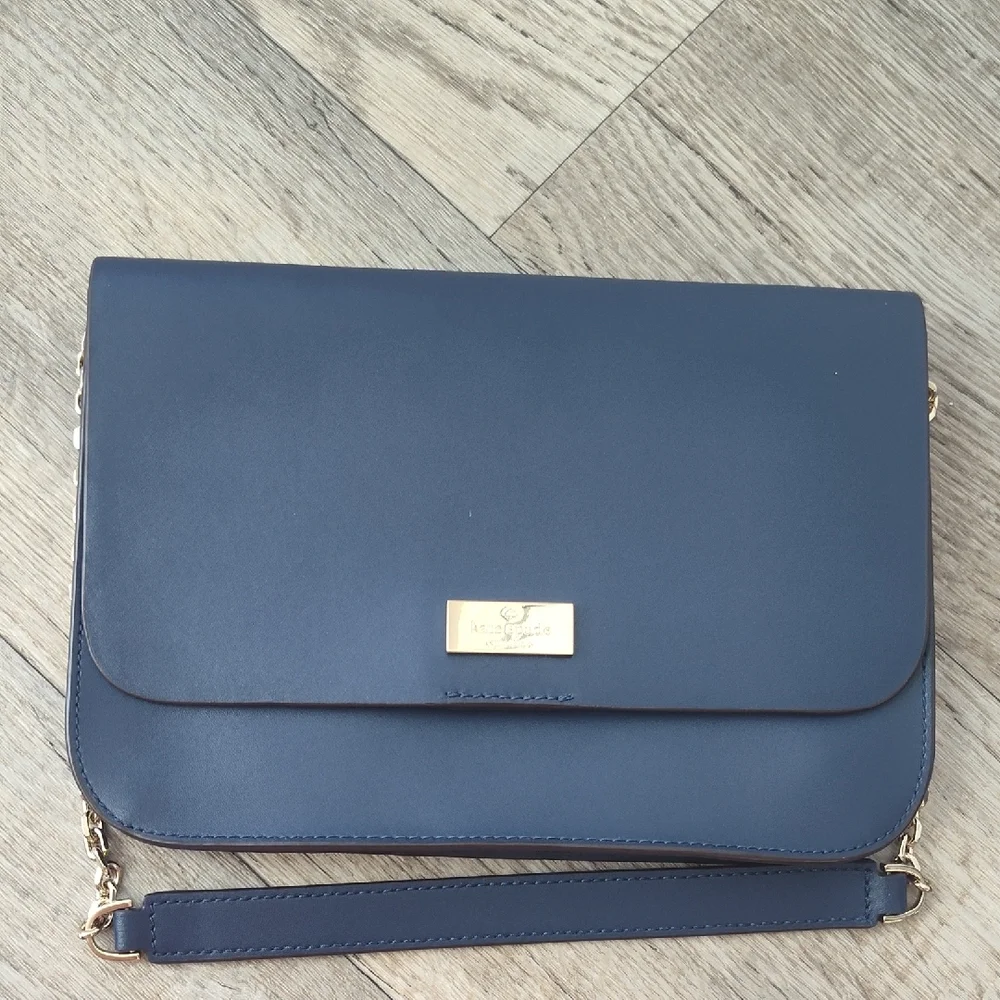Kate Spade Blue Shoulder Bag with Gold Accents